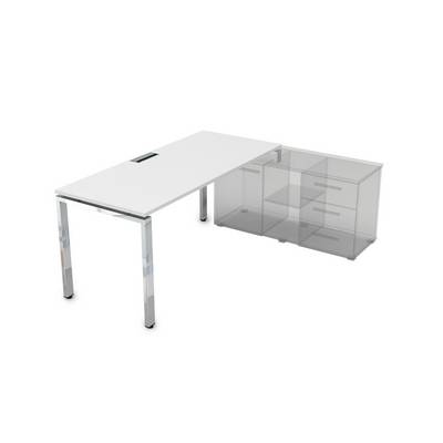 Gloss Line НСТП-П.975 (Белый премиум) Стол рабочий, прямолинейный три опоры, правый
