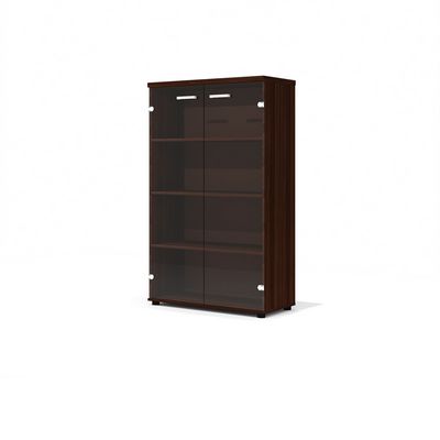Grand Gr-52+Gr-02.1х2 (Орех темный) Шкаф средний, со стеклом