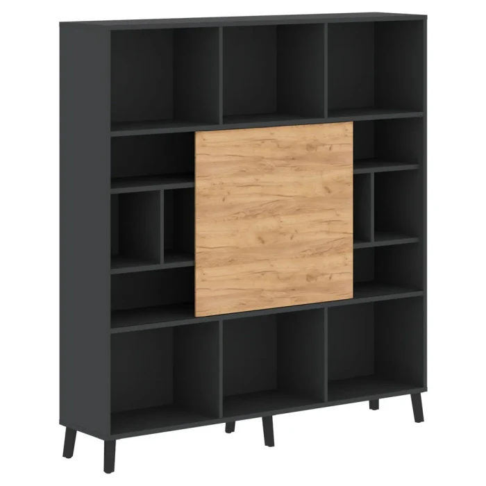 Шкаф JHC 1840 в отделке Дуб бофорд, металл Антрацит, 1800х400х1950 мм