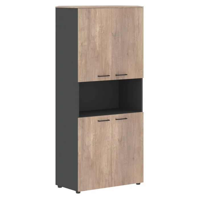 Шкаф JHC 85.4 в отделке Дуб каньон, металл Антрацит, 850х430х1930 мм