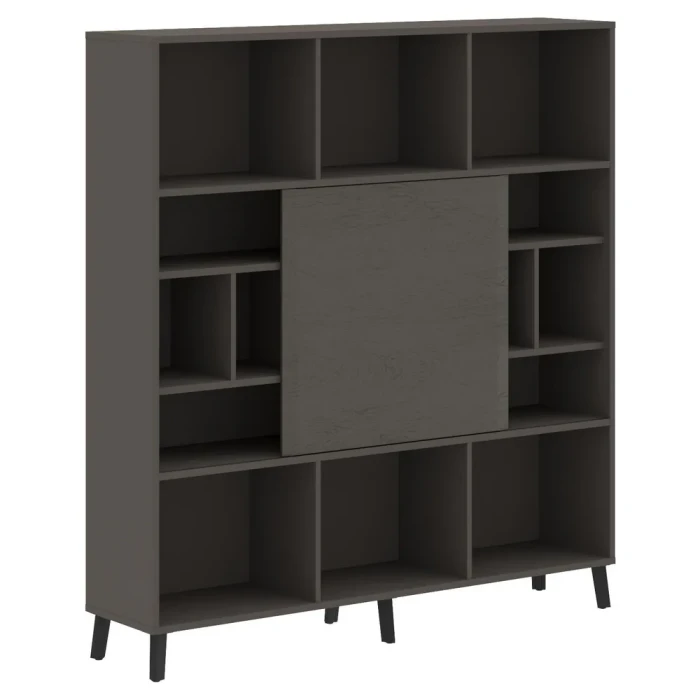 Шкаф JHC 1840 в отделке Орех мокко, металл Антрацит, 1800х400х1950 мм