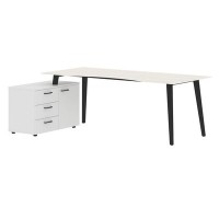 Jay JCT 2013 L (Ясень снежный/Антрацит) Стол на опорной тумбе, левый