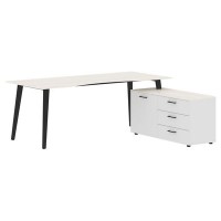 Jay JCT 2018 R (Ясень снежный/Антрацит) Стол на опорной тумбе, правый