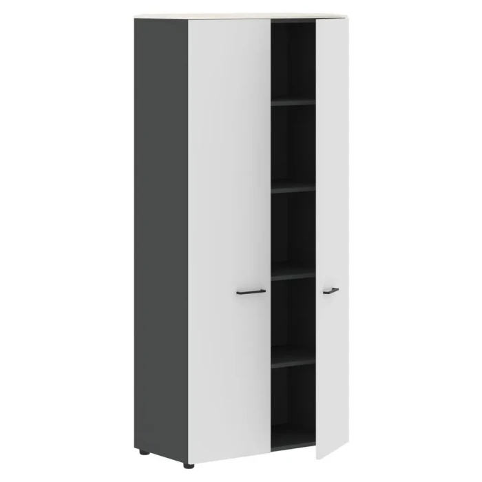 Шкаф JHC 85.1 в отделке Ясень белый, металл Антрацит, 850х430х1930 мм