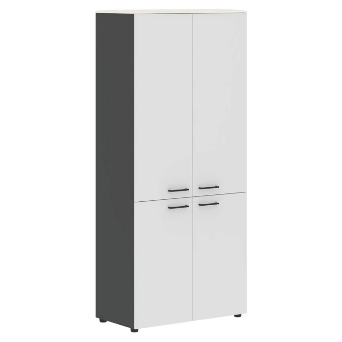 Шкаф JHC 85.3 в отделке Ясень белый, металл Антрацит, 850х430х1930 мм