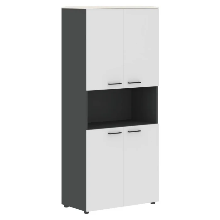 Шкаф JHC 85.4 в отделке Ясень белый, металл Антрацит, 850х430х1930 мм