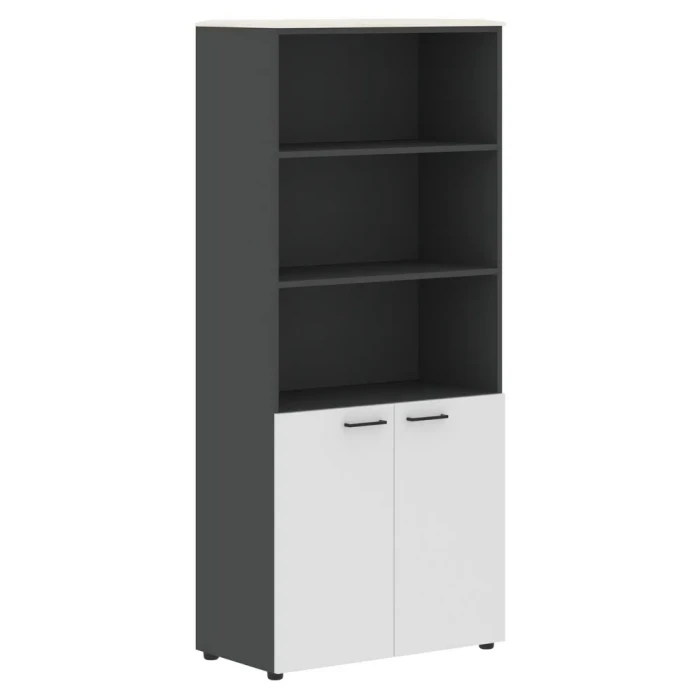 Шкаф JHC 85.5 в отделке Ясень белый, металл Антрацит, 850х430х1930 мм