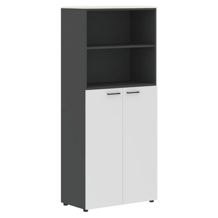 Шкаф JHC 85.6 в отделке Ясень белый, металл Антрацит, 850х430х1930 мм