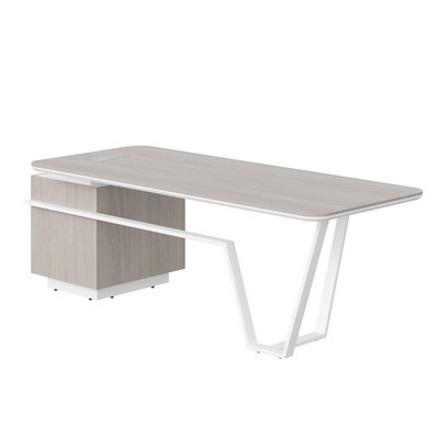 Line СФ-571101.1 (Дуб серый/Белый) Стол руководителя, правый