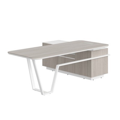Line СФ-571202.1 (Дуб серый/Белый) Стол руководителя, левый