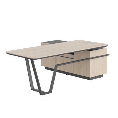 Line СФ-571202.1 (Дуб светлый/Антрацит) Стол руководителя, левый