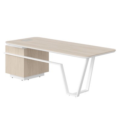 Line СФ-571101.1 (Дуб светлый/Белый) Стол руководителя, правый