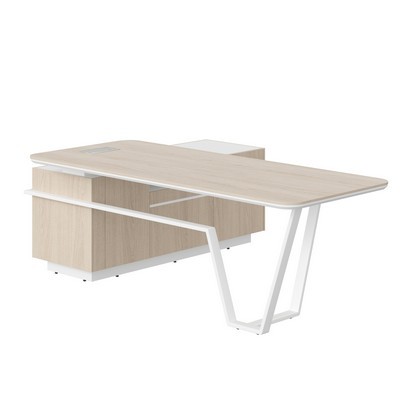 Line СФ-571201.1 (Дуб светлый/Белый) Стол руководителя, правый