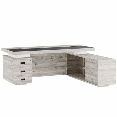 Liverpool LVP19010101 (Дуб нордик) Стол письменный с тумбой и приставкой