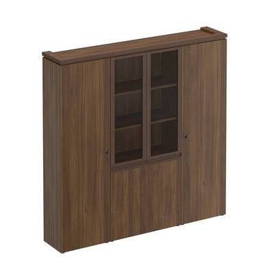 Mark МК 377 ОТ (Орех тоскана) Шкаф комбинированный (для документов узкий + со стеклом + для одежды узкий)