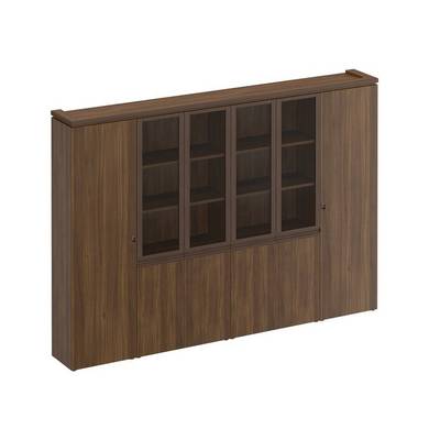 Mark МК 390 ОТ (Орех тоскана) Шкаф комбинированный (для документов узкий + со стеклом 2 шт. + для одежды узкий)