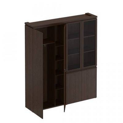 Mark МК 359 ДВ (Дуб валенсия) Шкаф комбинированный (для одежды + со стеклом)