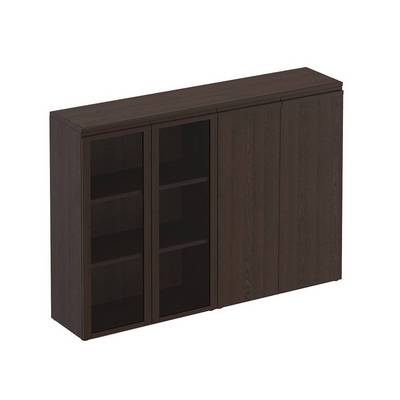 Mark МК 322 ДВ (Дуб валенсия) Шкаф для документов средний комбинированный (со стеклом + закрытый)