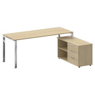 Metal System Direct БГ.СРТ-5.7 Пр (Акация лорка) Стол рабочий руководителя с опорной тумбой правый