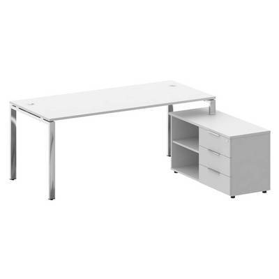 Metal System Direct БГ.СРТ-5.8 Пр (Белый) Стол рабочий руководителя с опорной тумбой правый