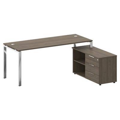 Metal System Direct БГ.СРТ-5.7 Пр (Вяз благородный) Стол рабочий руководителя с опорной тумбой правый