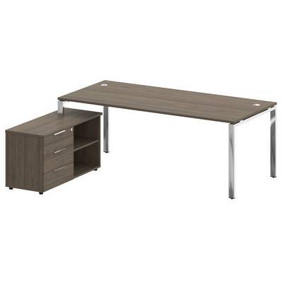 Metal System Direct БГ.СРТ-6.9 Л (Вяз благородный) Стол рабочий руководителя с опорной тумбой левый