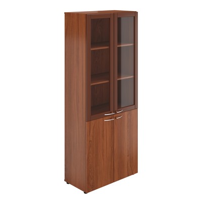 Милан МЛ-2.0 МЛ-8.0 МЛ-8.3 (Орех донской) Шкаф широкий высокий со стеклом в рамке