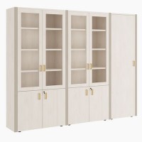 Monza Композиция 4 (Дуб шамони светлый) Шкаф для бумаг с гардеробом 5 створок