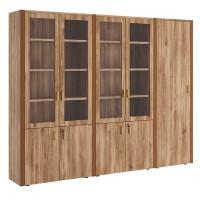 Monza Композиция 4 (Орех бренди) Шкаф для бумаг с гардеробом 5 створок