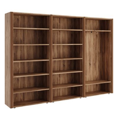 Monza Композиция 5 (Орех бренди) Шкаф для бумаг с гардеробом 6 створок