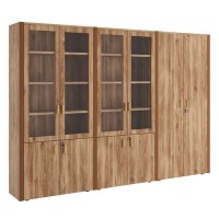 Monza Композиция 5 (Орех бренди) Шкаф для бумаг с гардеробом 6 створок