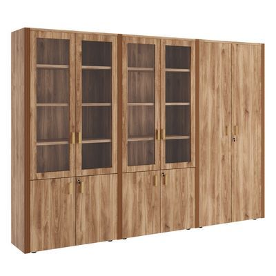 Monza Композиция 5 (Орех бренди) Шкаф для бумаг с гардеробом 6 створок