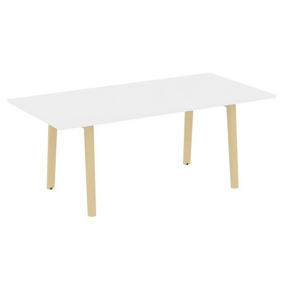 Onix Wood Direct OW.PRG-19 (Белый бриллиант/Дуб светлый) Стол переговорный, опоры - массив дерева