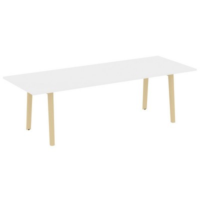 Onix Wood Direct OW.PRG-25 (Белый бриллиант/Дуб светлый) Стол переговорный, опоры - массив дерева