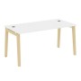 Onix Wood Direct OW.SRR-4.8 (Белый бриллиант/Дуб светлый) Стол рабочий руководителя, опоры - массив дерева