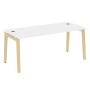 Onix Wood Direct OW.SRR-5.8 (Белый бриллиант/Дуб светлый) Стол рабочий руководителя, опоры - массив дерева