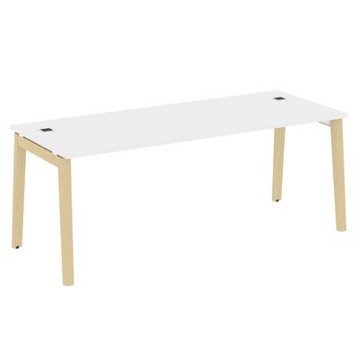 Onix Wood Direct OW.SRR-6.8 (Белый бриллиант/Дуб светлый) Стол рабочий руководителя, опоры - массив дерева