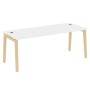 Onix Wood Direct OW.SRR-6.8 (Белый бриллиант/Дуб светлый) Стол рабочий руководителя, опоры - массив дерева
