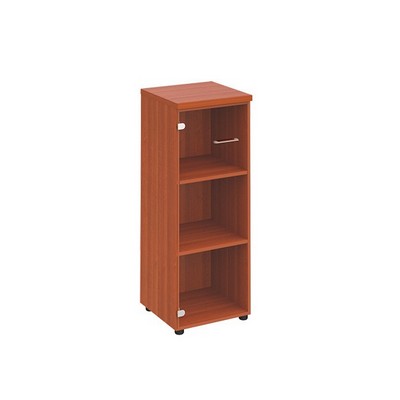 Патриот ПТ 967 (Миланский орех) Шкаф для документов средний узкий со стеклянной прозрачной дверью