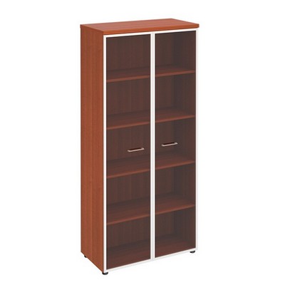 Патриот ПТ 780 (Миланский орех) Шкаф для документов со стеклянными прозрачными дверьми в рамке