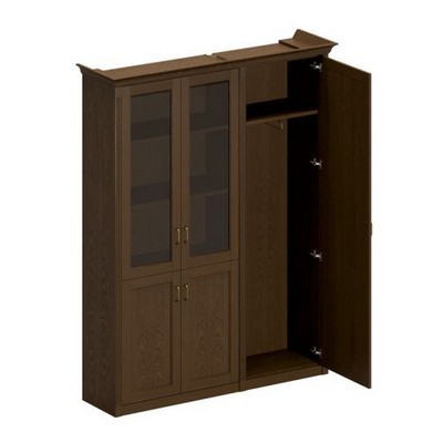 Perseo ПС 344 ДМ (Дуб мелвилл) Шкаф высокий комбинированный, для одежды узкий + для документов со стеклянными дверями