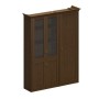 Perseo ПС 344 ДМ (Дуб мелвилл) Шкаф высокий комбинированный, для одежды узкий + для документов со стеклянными дверями