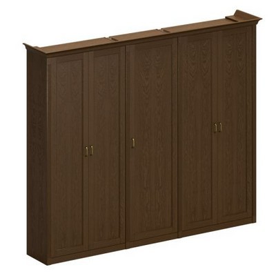 Perseo ПС 345 ДМ (Дуб мелвилл) Шкаф высокий комбинированный, 2 для документов + узкий для одежды