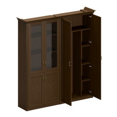 Perseo ПС 353 ДМ (Дуб мелвилл) Шкаф высокий комбинированный, для одежды + для документов со стеклянными дверями