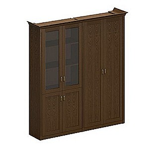 Персео ПС 353 ДМ (Дуб мелвилл) Шкаф высокий комбинированный, для одежды + для документов со стеклянными дверями