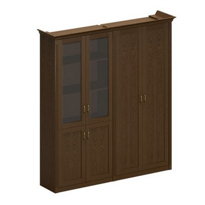 Perseo ПС 353 ДМ (Дуб мелвилл) Шкаф высокий комбинированный, для одежды + для документов со стеклянными дверями