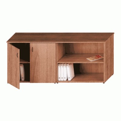 Престиж Исп.07 (Темный орех) Шкаф комбинированный низкий (закрытый + стеллаж)