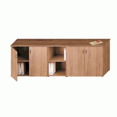 Престиж Исп.09 (Темный орех) Шкаф комбинированный низкий (закрытый + стеллаж узкий + закрытый)