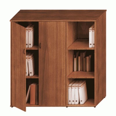 Престиж Исп.17 (Темный орех) Шкаф комбинированный средний (закрытый + стеллаж узкий)