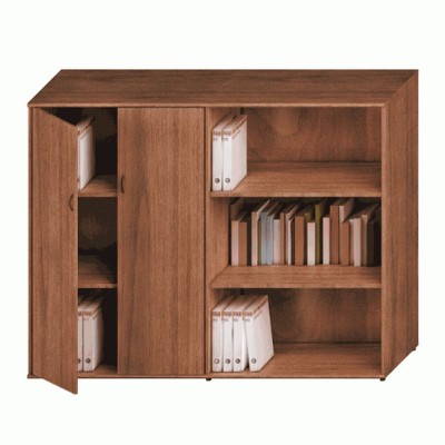 Престиж Исп.21 (Темный орех) Шкаф комбинированный средний (закрытый + стеллаж)